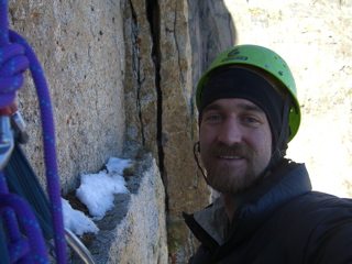 I'm still sort of happy as I was warm climbing the first pitch, that will all change as soon as I start leading the next pitch.  